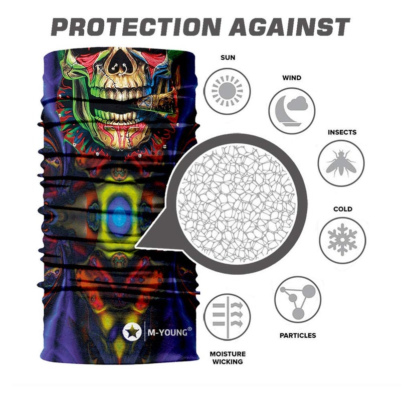 M-YOUNG Skull Face Mask Bandanas, Neck Gaiter, Headwear, Magic Scarf, Headband for dust sun wind (Sliver007) - Image 2